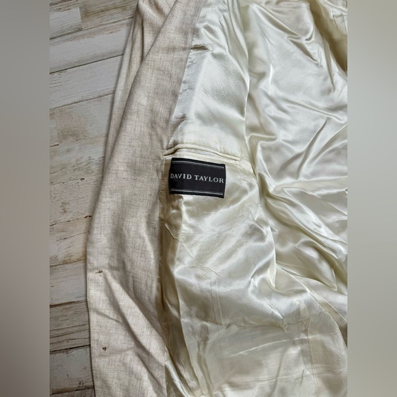 David Taylor blazer Rayon Polyester Linen blend Cream 48L NWT - Picture 11 of 12
